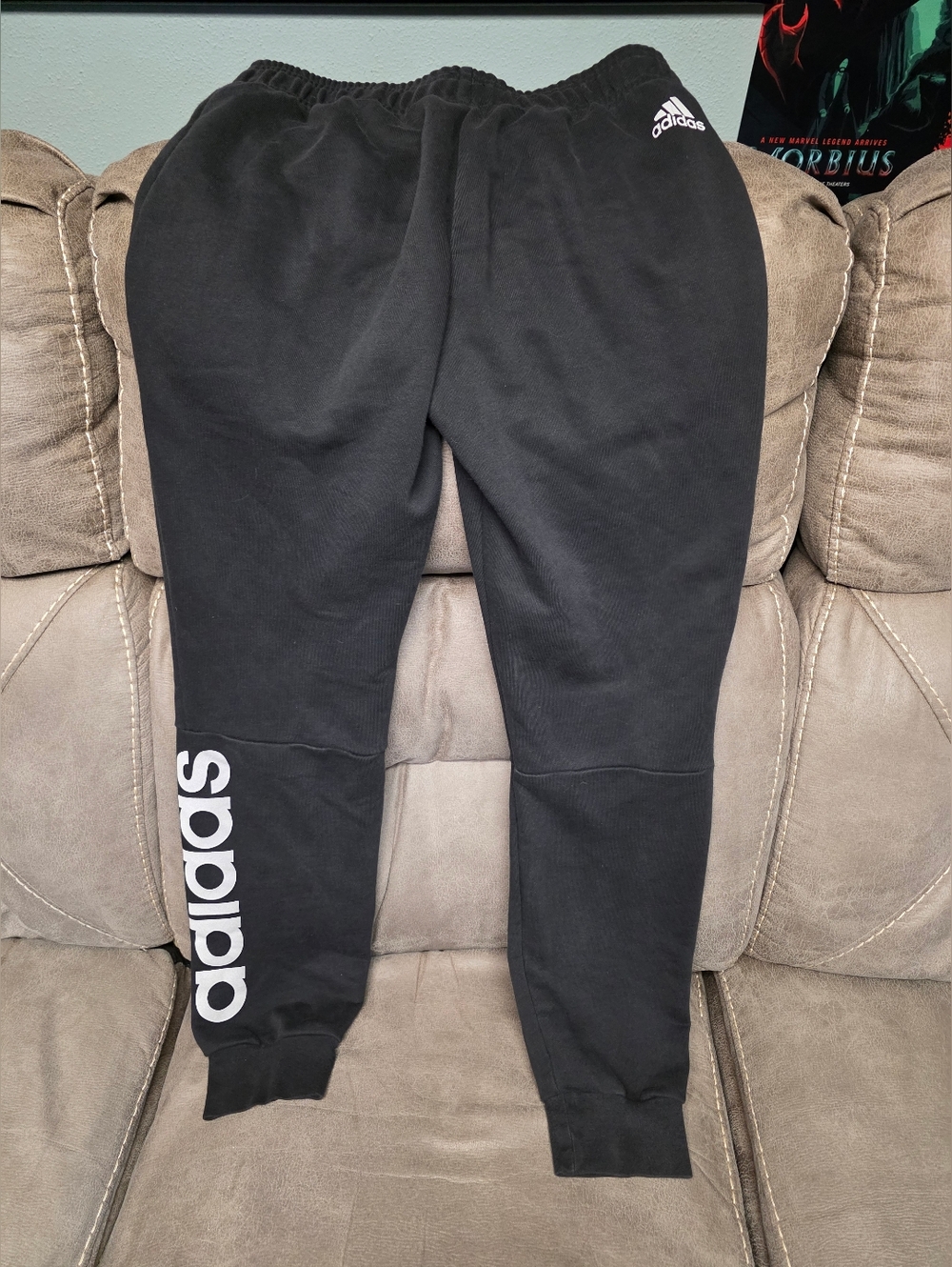 Adidas Black Jogger Sweatpants with White Logo Small